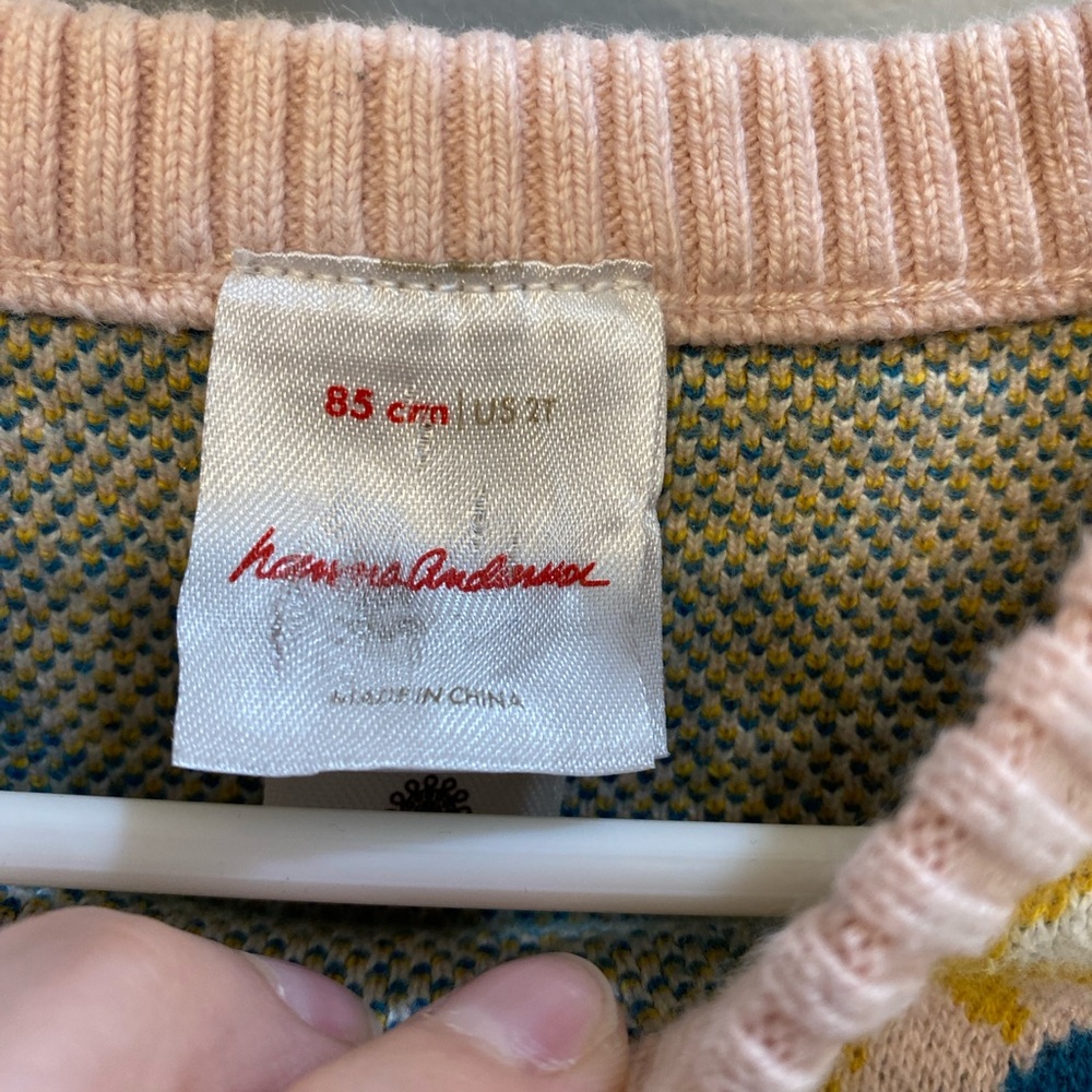 Hanna Andersson Pink and Mustard Floral Knit Sweater / Size 85 cm (2T) / GUC - Picture 3 of 5
